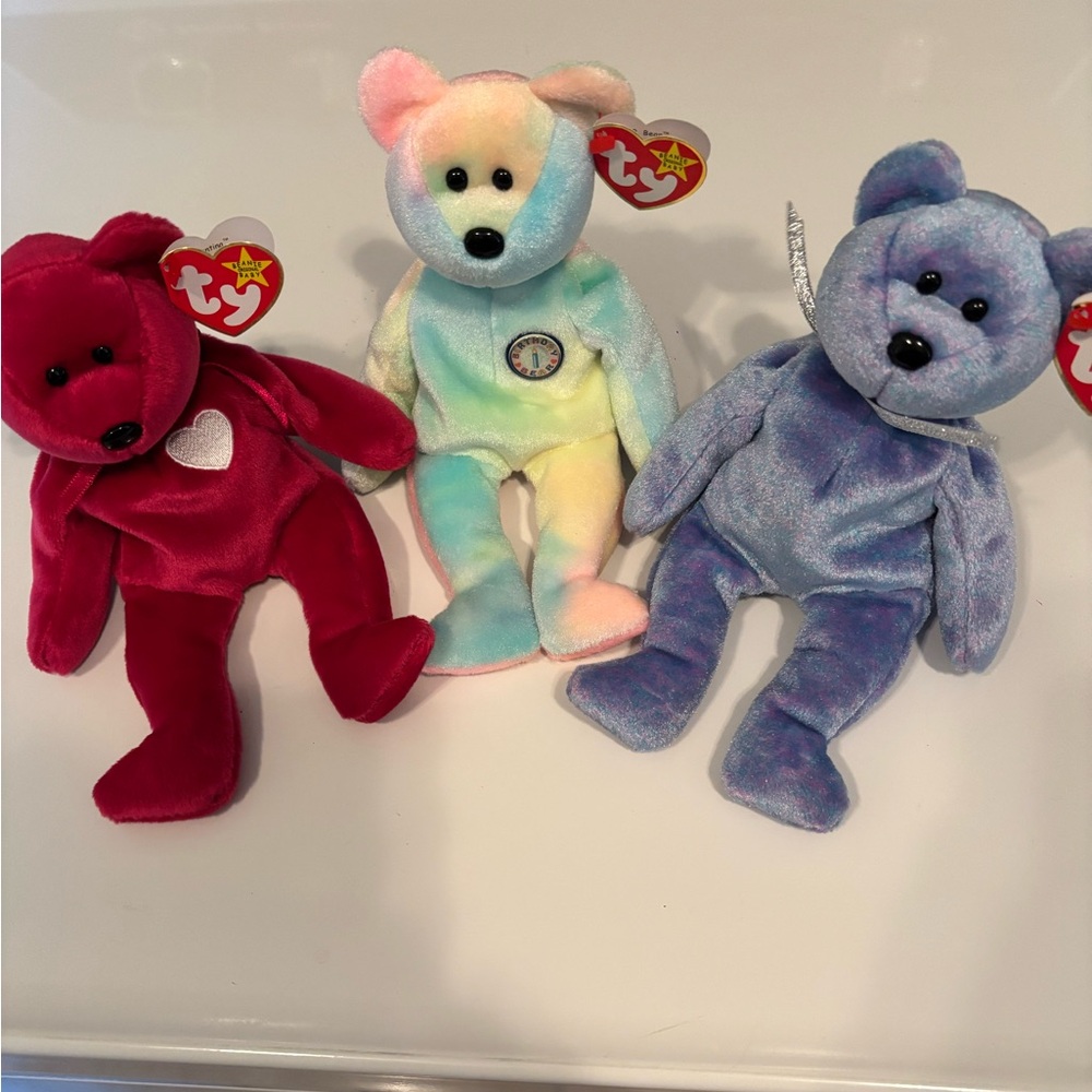 Ty Beanie Babies: Clubby ll, Valentina, BB Bear ( lot of 3)